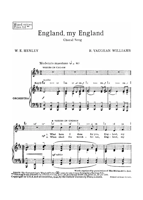 First page of England, My England