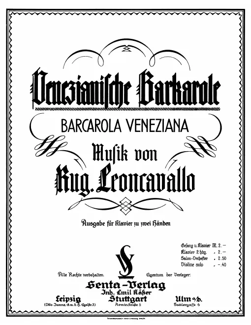 First page of Barcarola veneziana