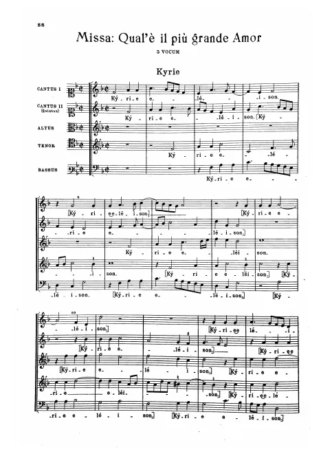 First page of Missa Qual è il più grande amor