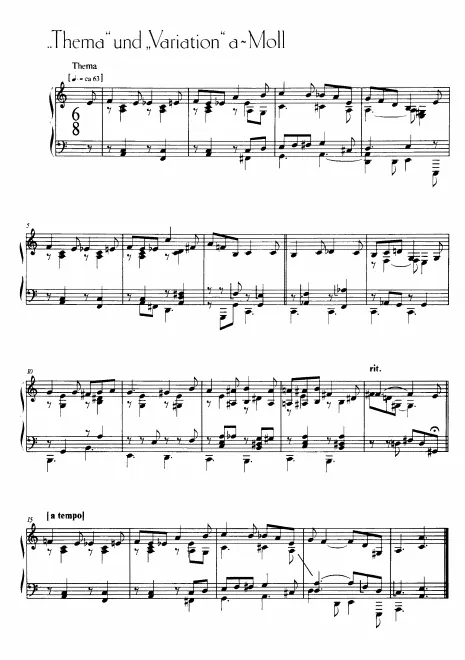 First page of Thema und Variation in A minor