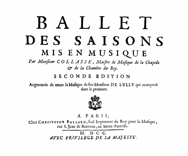 First page of Ballet des saisons