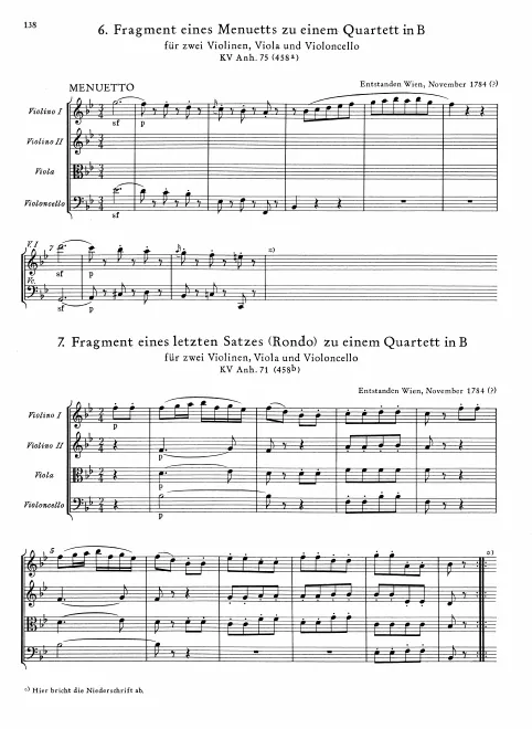 First page of String Quartet in B-flat major
