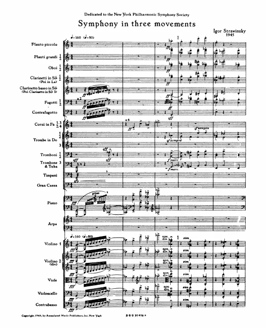 First page of Symphony in Three Movements