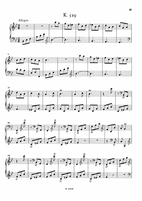 First page of Keyboard Sonata in B-flat major