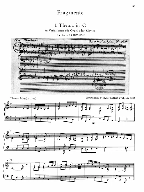 First page of Theme in C major