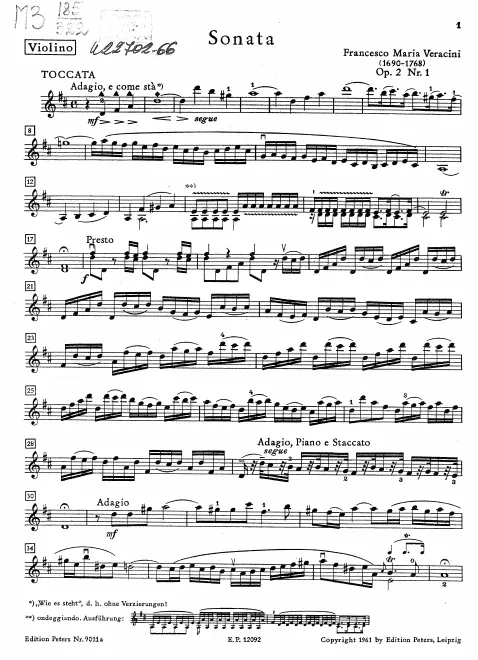First page of Violin Sonata in D major