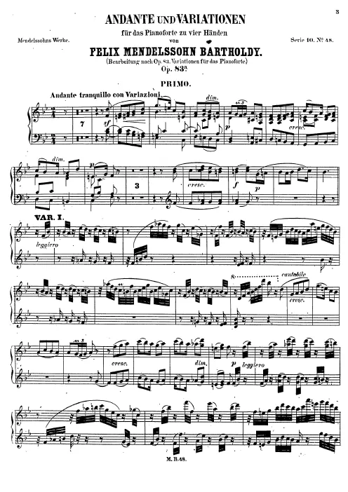 First page of Andante and Variations