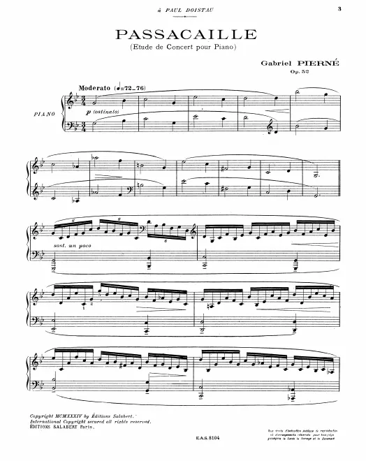 First page of Passacaille