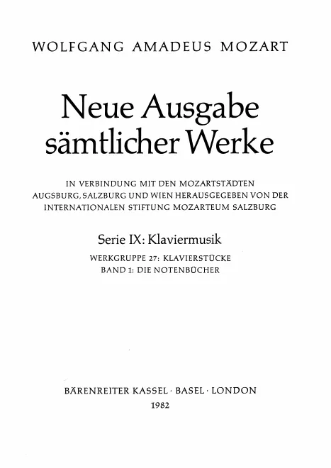 First page of Nannerl's Music Book