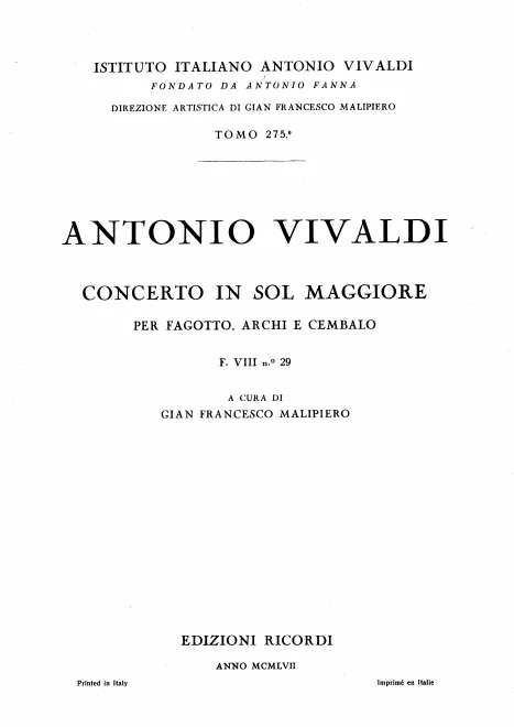 First page of Bassoon Concerto in G major