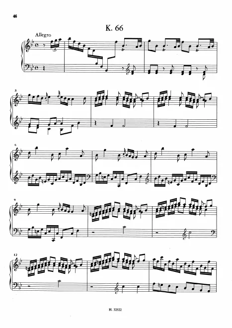 First page of Keyboard Sonata in B-flat major