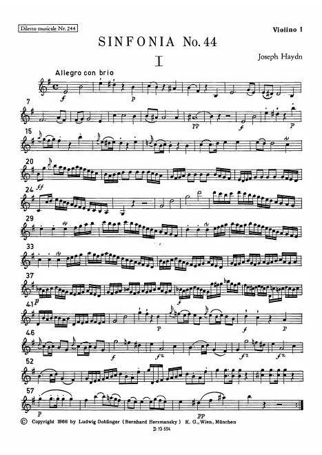 First page of Symphony No.44 in E minor