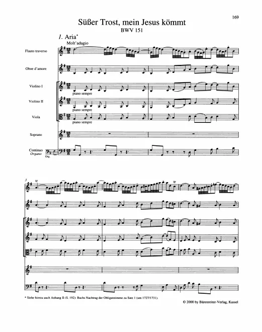 First page of Süsser Trost, mein Jesus kömmt