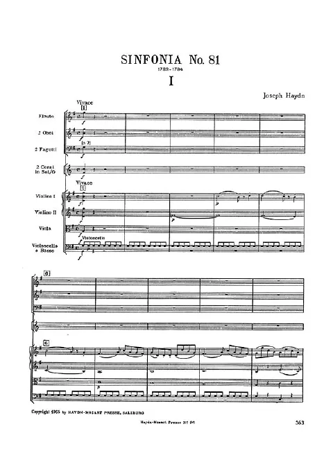 First page of Symphony No.81 in G major