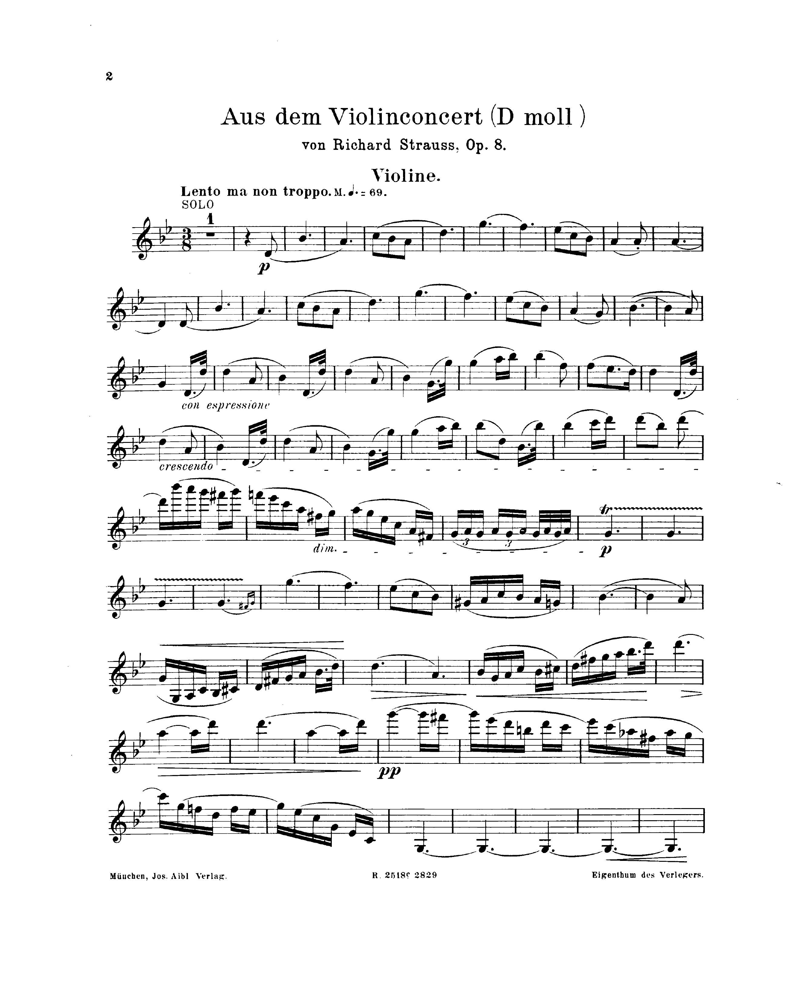 First page of Violin Concerto