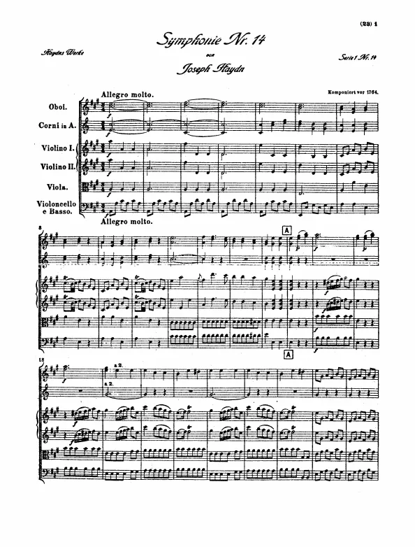 First page of Symphony No.14 in A major