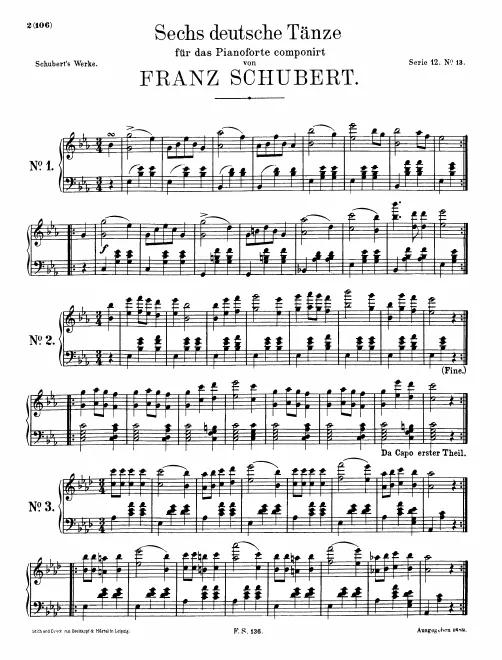 First page of German Dances, D.970