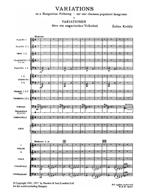 First page of Variations on a Hungarian Folksong