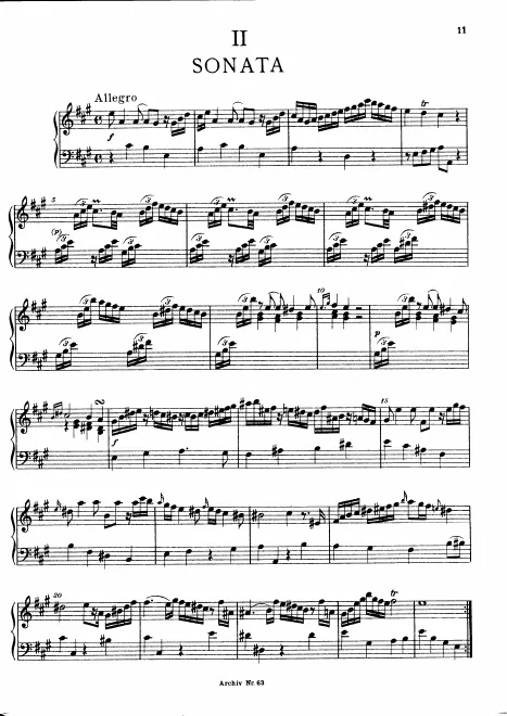First page of Sonata in A major