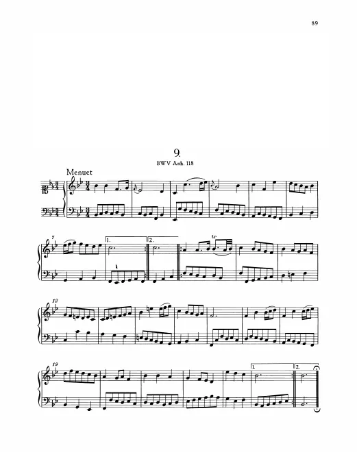 First page of Minuet in B-flat Major