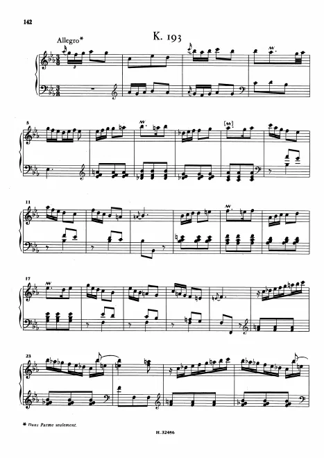 First page of Keyboard Sonata in E-flat major