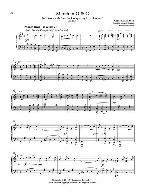 First page of March in G and C for Piano