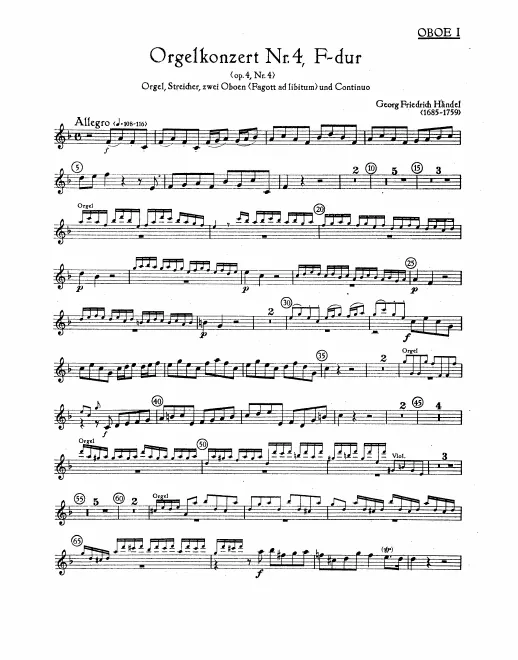 First page of Organ Concerto in F major