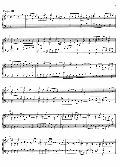 First page of Fugue in B-flat major