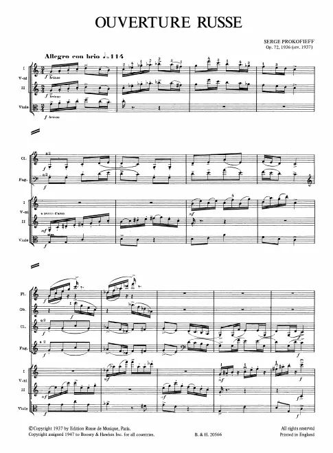First page of Ouverture Russe, Op.72