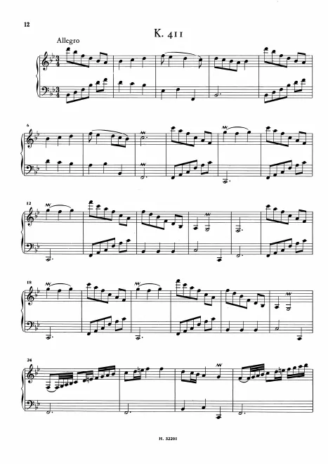 First page of Keyboard Sonata in B-flat major