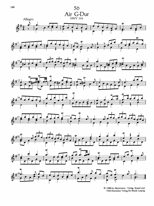 First page of Air in G major, HWV 594