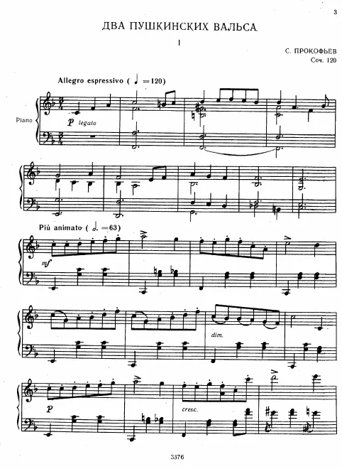 First page of 2 Pushkin Waltzes