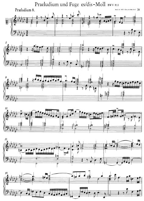 First page of Prelude and Fugue No.8 in E-flat minor