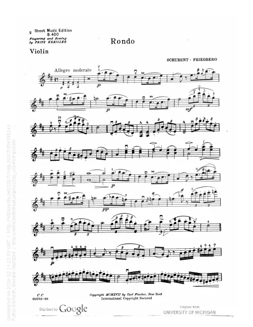 First page of Piano Sonata in D major, Gasteiner