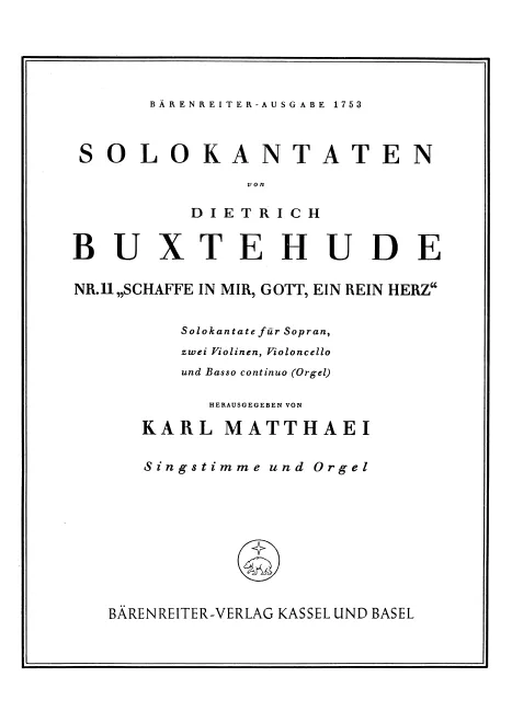 First page of Schaffe in mir, Gott, ein rein Herz, BuxWV 95