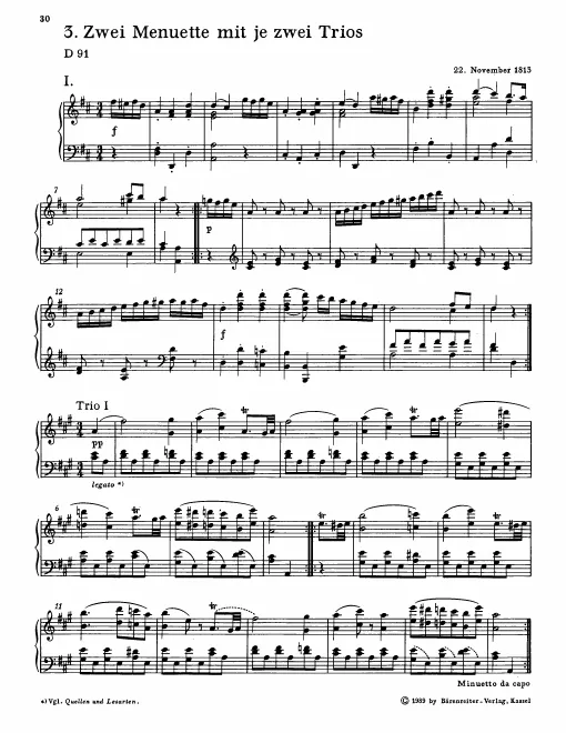 First page of 2 Minuets, each with 2 Trios