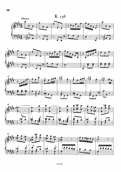 First page of Keyboard Sonata in E major
