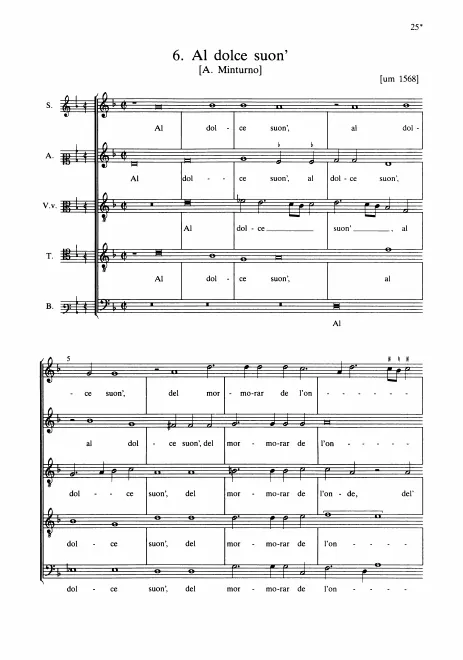 First page of Al dolce suon'