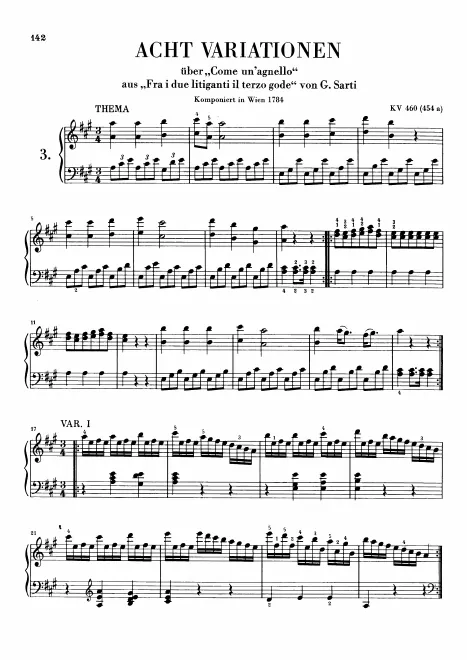 First page of 8 Variations on "Come un agnello"