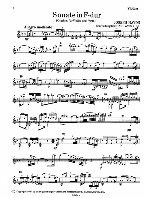 First page of String Duo in F major