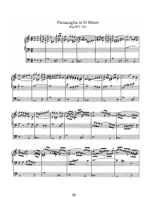 First page of Passacaglia in D minor