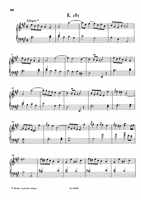 First page of Keyboard Sonata in A major
