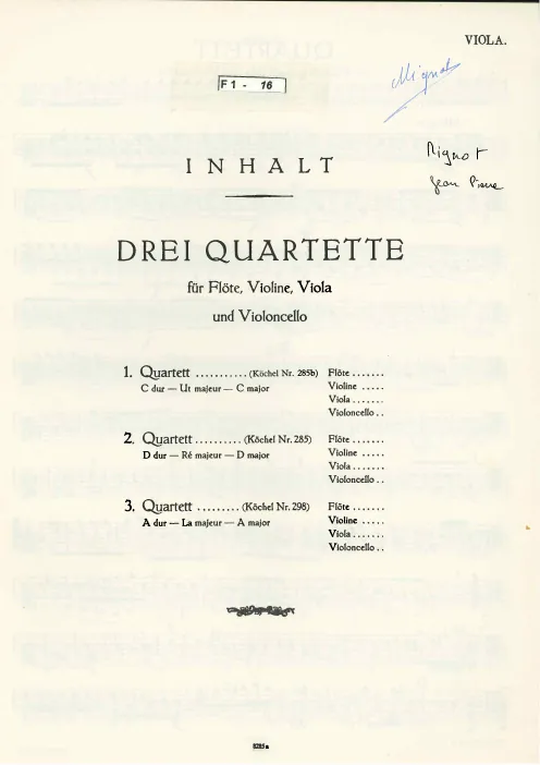 First page of Flute Quartet