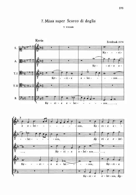 First page of Missa super Scarco di doglia