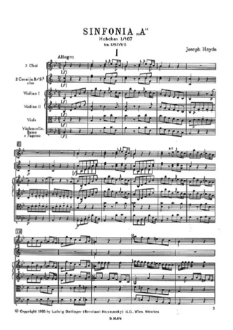 First page of Symphony No.107 in B-flat major