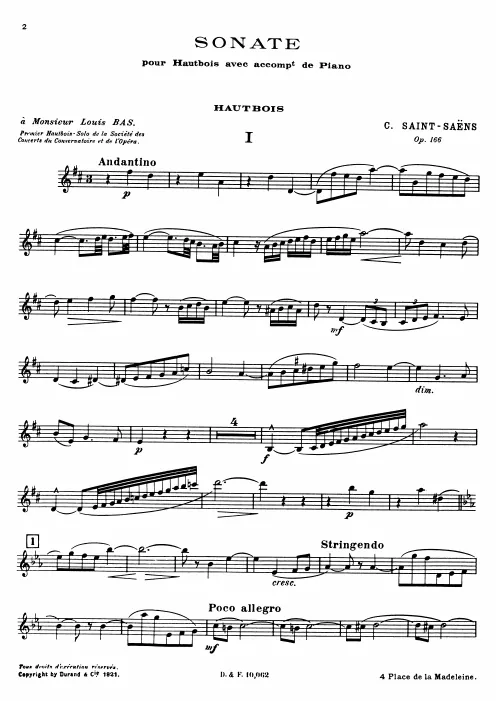 First page of Sonata for Oboe and Piano