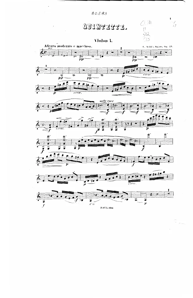 First page of Piano Quintet