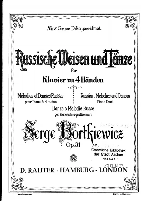 First page of Russische Weisen und Tänze, Op.31