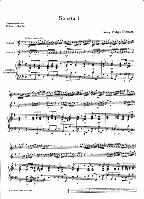 First page of Trio Sonata in G major