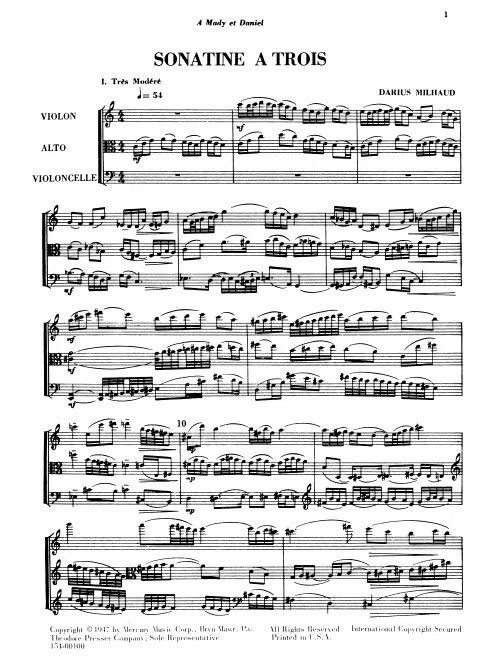 First page of Sonatine a Trois
